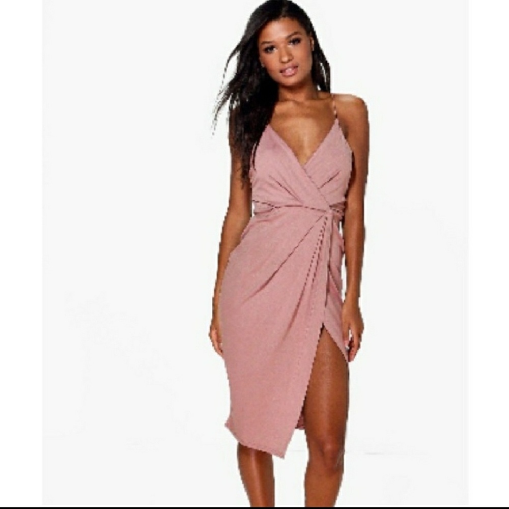 Boohoo midi blush dress